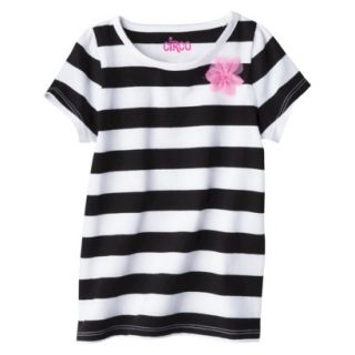 Circo Infant Toddler Girls Short Sleeve Striped Tee   Ebony 2T
