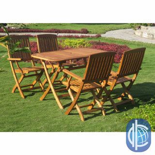 International Caravan Royal Tahiti Almeria 5 piece Outdoor Dining Set (Natural yellow balau wood colorMaterials: Yellow balau hardwoodFinish: Natural wood finishWeather resistant: YesUV protection: YesChairs and table fold for easy deployment and storageS
