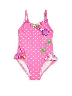 Hartstrings Toddlers & Little Girls Polka Dot Swimsuit   Pink
