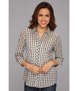 Lucky Brand Mixed Gingham Plaid Top Womens Long Sleeve Button Up (Blue)