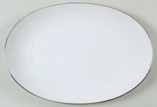 Style House Platinum Ring 12 Oval Serving Platter, Fine China Dinnerware   Whit