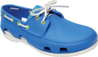 Mens Crocs Beach Line Boat Shoe   Ocean/White Moc Toe Shoes