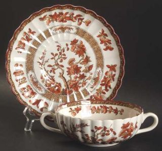 Spode Indian Tree Orange/Rust Saucer for Flat Cream Soup Bowl, Fine China Dinner