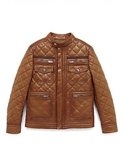 Gucci Boys Quilted Leather Jacket   Cognac