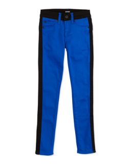 Moonstone Two Tone Banded Skinny Jeans, Cobalt/Black, 7 14