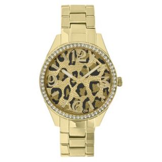 Merona Animal Print Dial Watch,Gold Bracelet with Stones